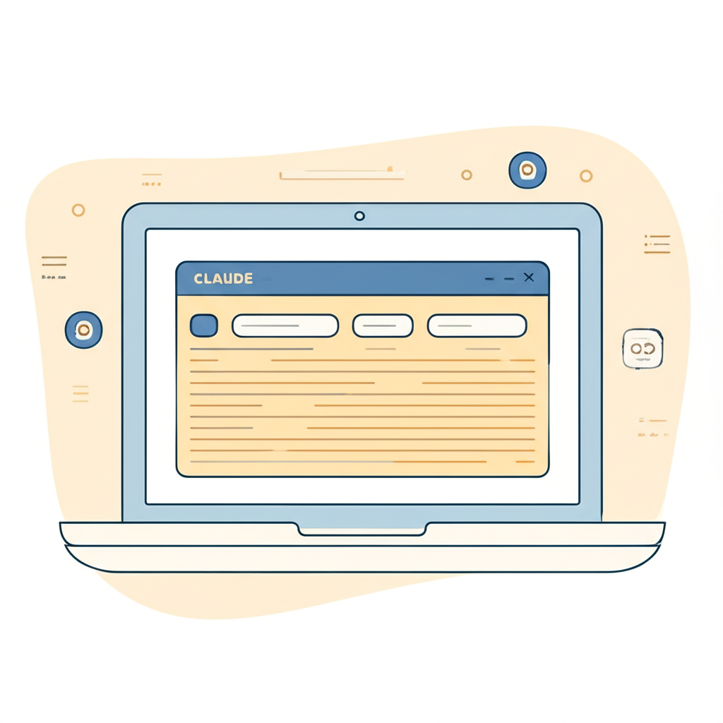 A friendly illustration of a Windows laptop with Claude Code running in a terminal