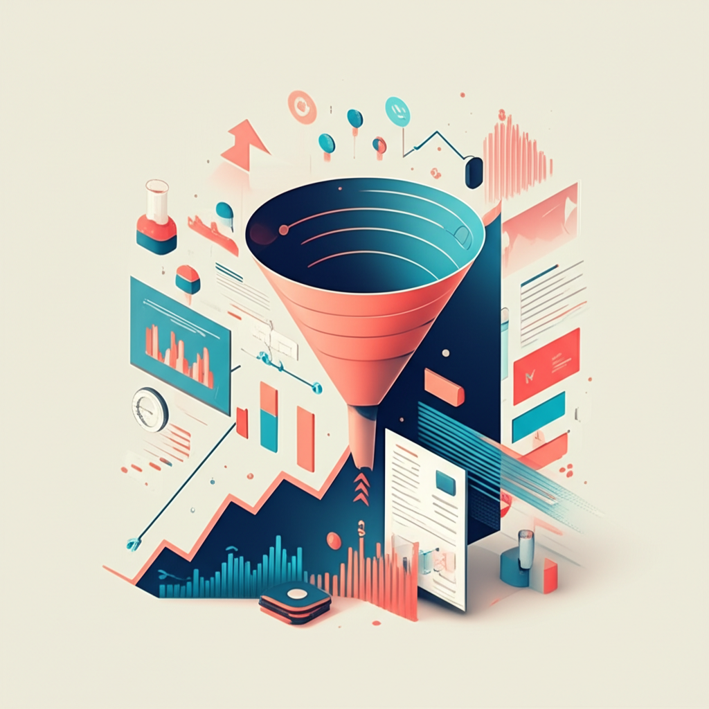 Abstract illustration of growth metrics and experiments flowing from a single command line