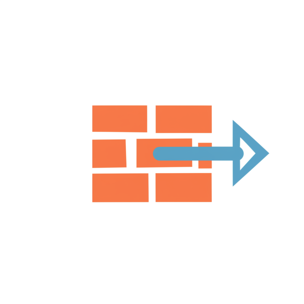 Clean minimal illustration of a firewall shield with an arrow passing through it, representing network access being granted