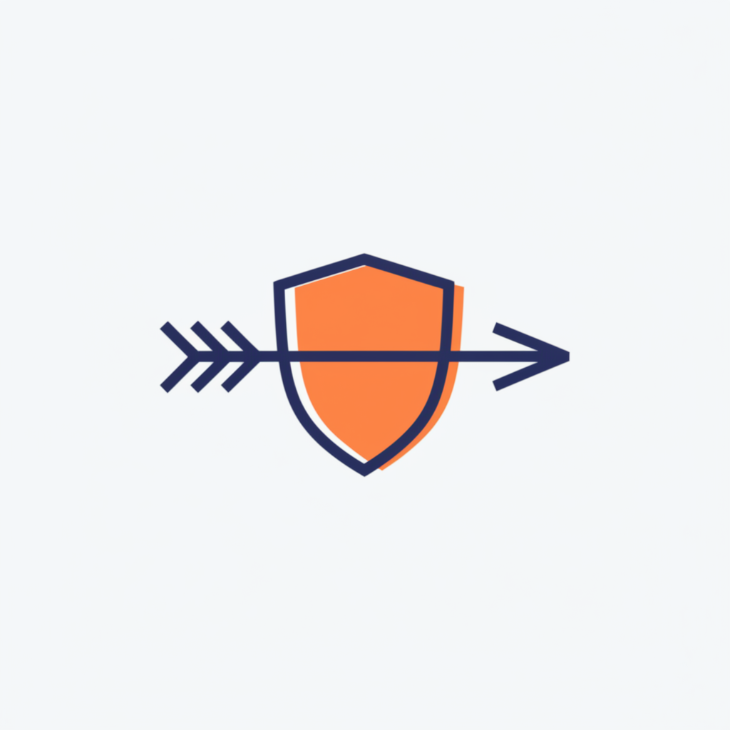 Clean minimal illustration of a firewall shield with an arrow passing through it, representing network access being granted